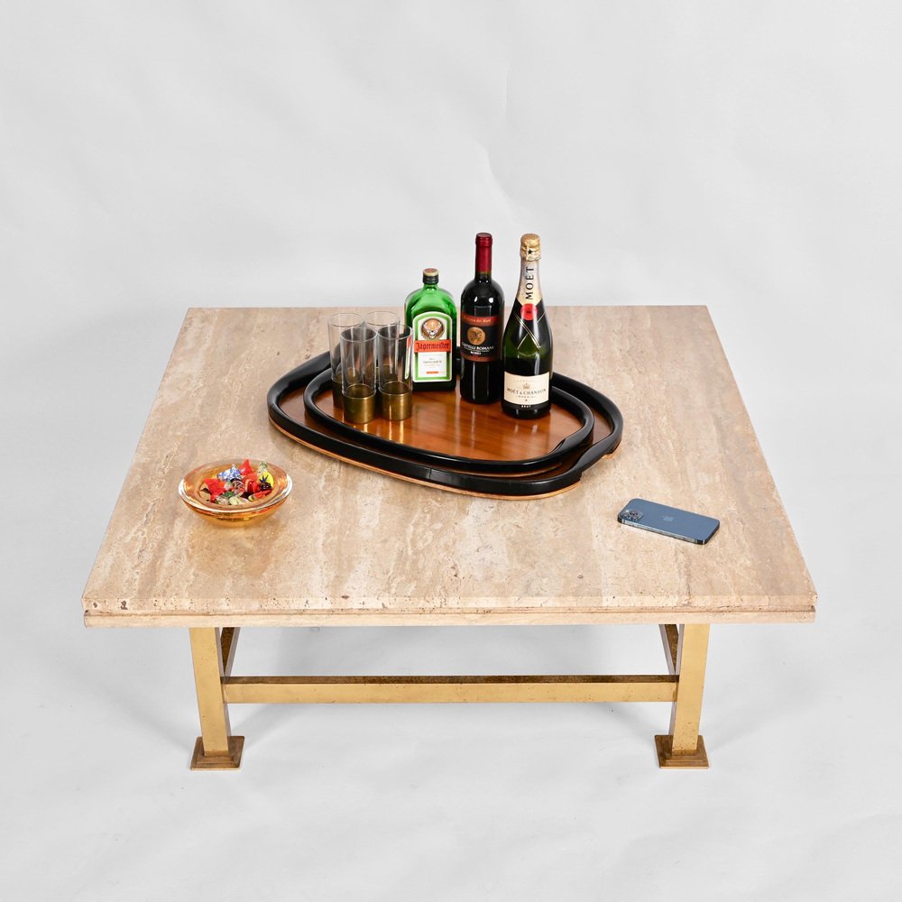 Art Deco Serving Trays in Ebonized Wood and Walnut, Italy, 1940s, Set ...