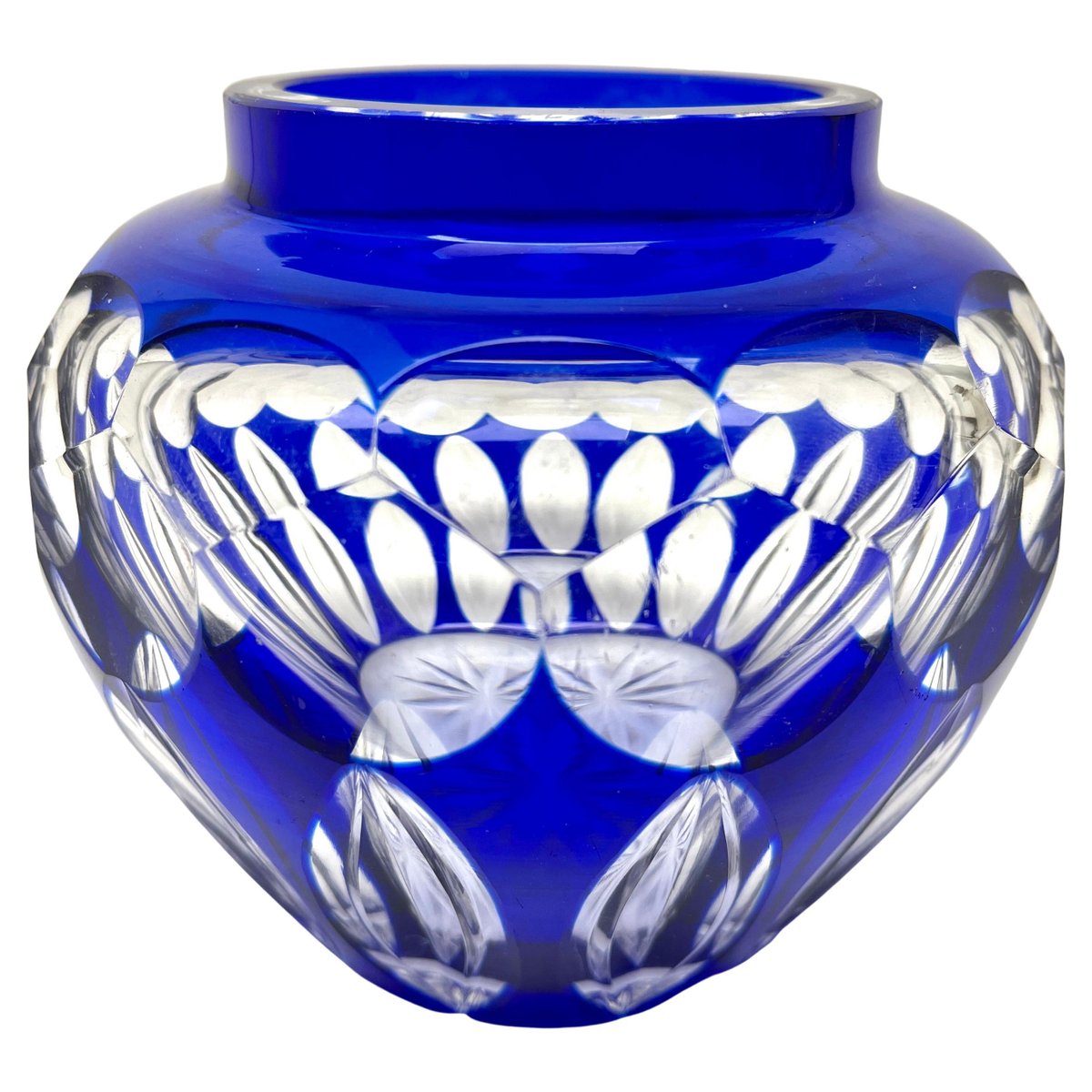 Cobalt Blue Crystal Vase from Val Saint Lambert, 1950s for sale at Pamono