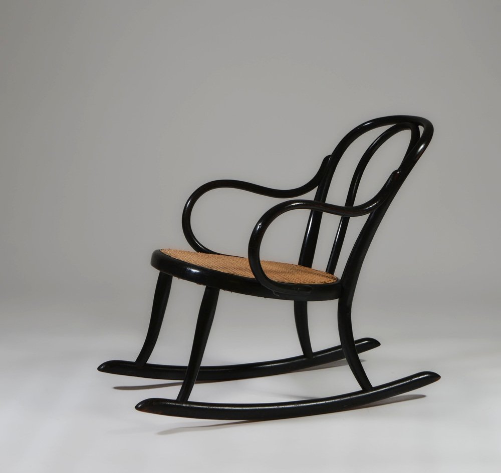 Bentwood Ebonised Rocking Chair from Thonet, 1890s for sale at Pamono