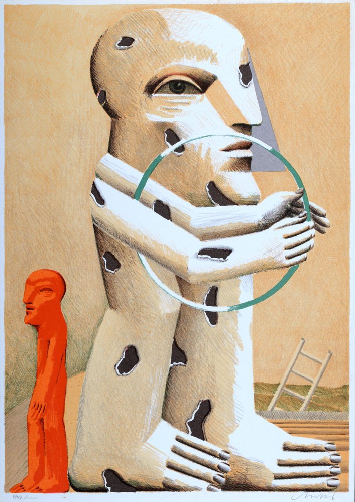 Horst Antes, Gepunktete Figur mit Reifen, 1982, Original Lithographie ...