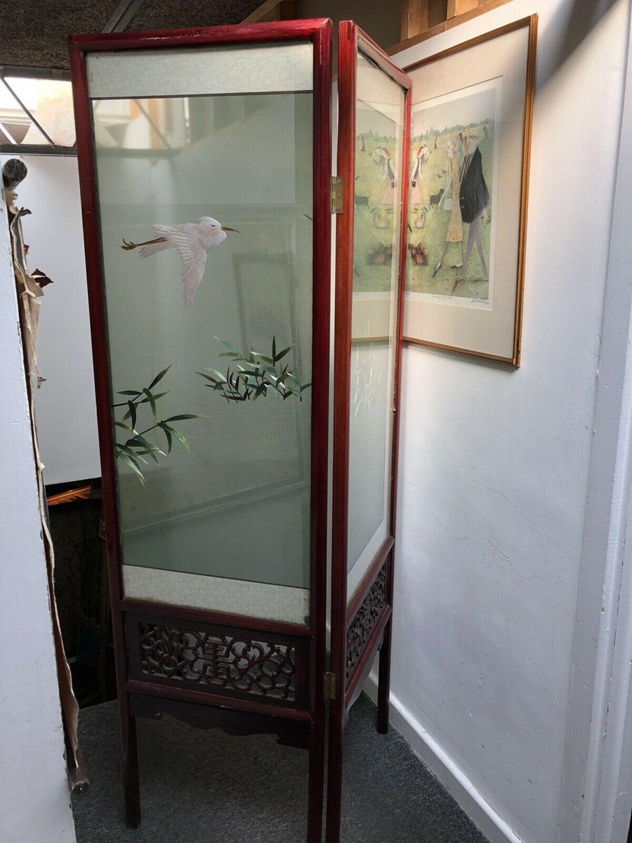 Bedroom Screen with Silk Glazed Panels for sale at Pamono