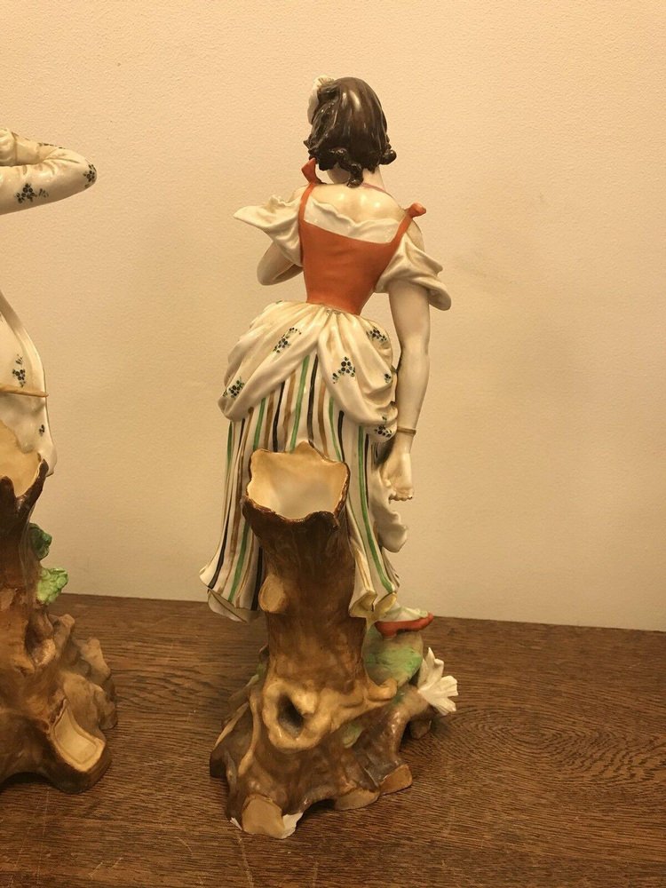 Antique German Porcelain Figurines, Set of 2 for sale at Pamono