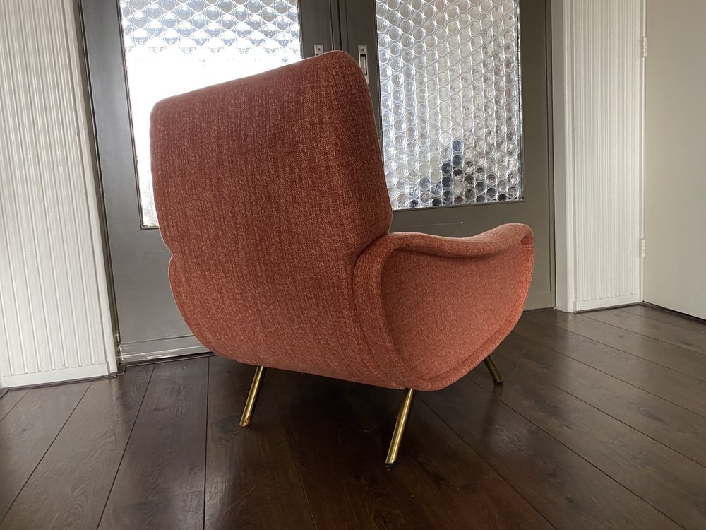 Poltrona Moderna Mid Century Con Struttura In Metallo, Rivestimento In Microfibra Maculata Grigia - 4