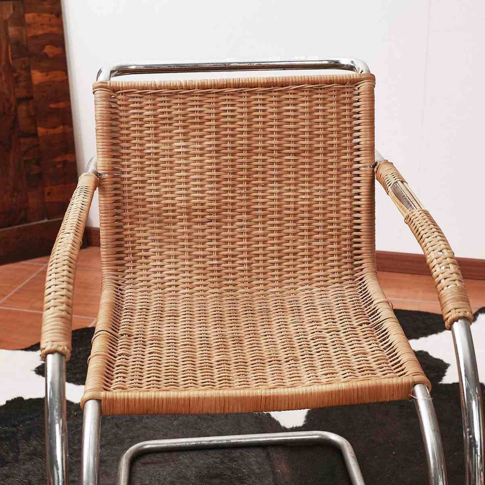 MR20 Stuhl aus Korbgeflecht & verchromtem Metall von Ludwig Mies Van