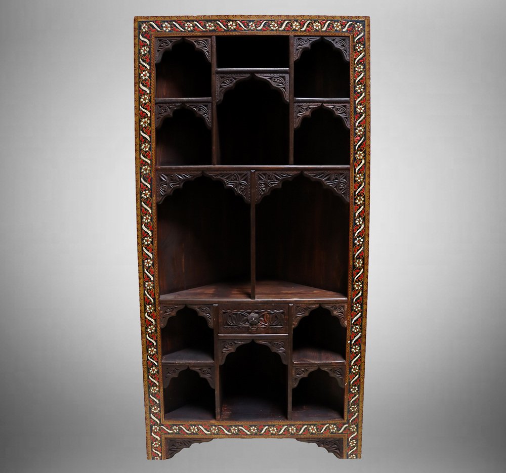 Corner Shelf in HandCarved Wood for sale at Pamono