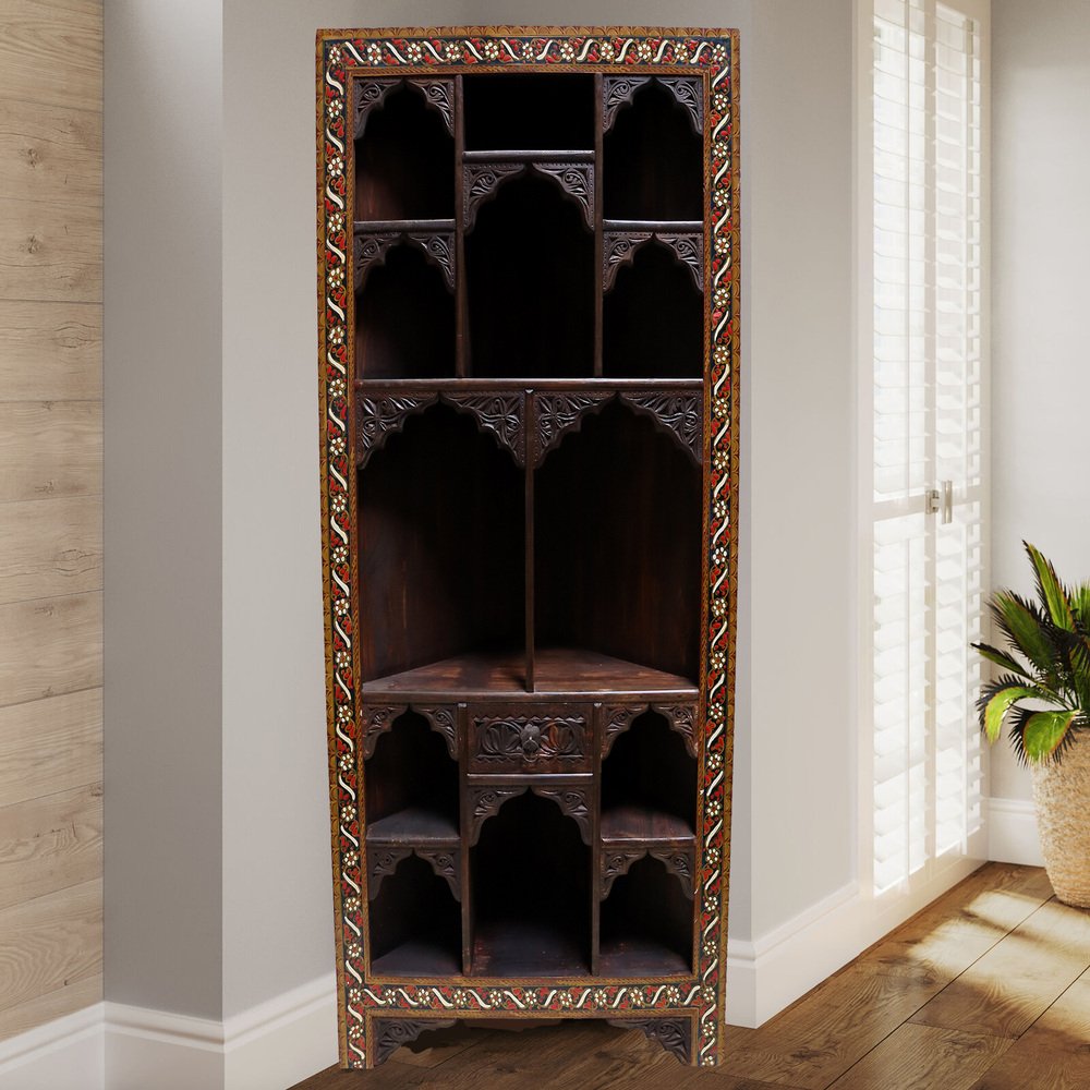 Corner Shelf in HandCarved Wood for sale at Pamono