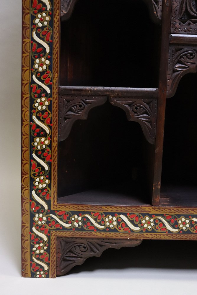 Corner Shelf Cabinet in Hand-Carved Wood for sale at Pamono