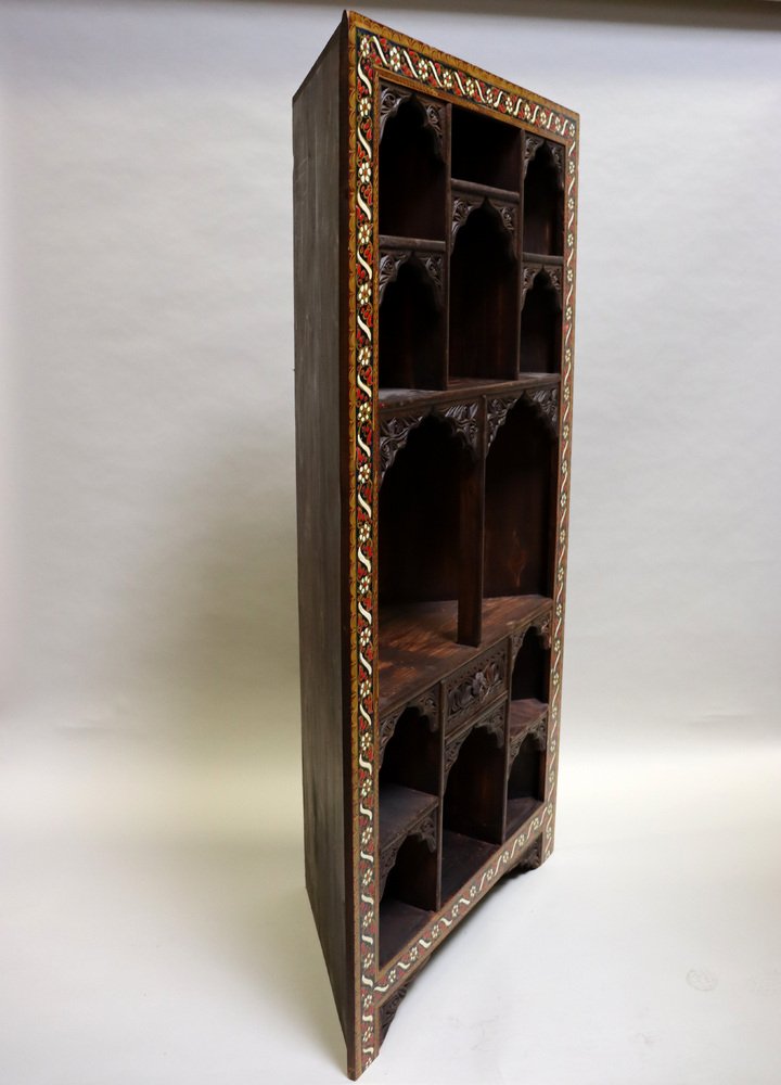 Corner Shelf Cabinet in Hand-Carved Wood for sale at Pamono
