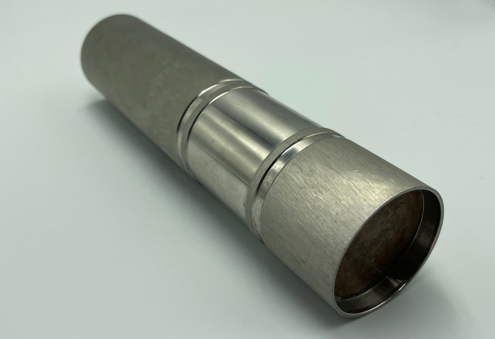 Brutalist German Cylinder Steel Vase from Bmf, 1960s for sale at Pamono