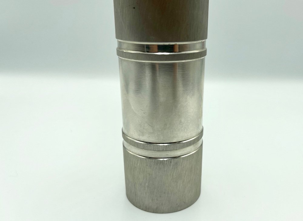 Brutalist German Cylinder Steel Vase from Bmf, 1960s for sale at Pamono