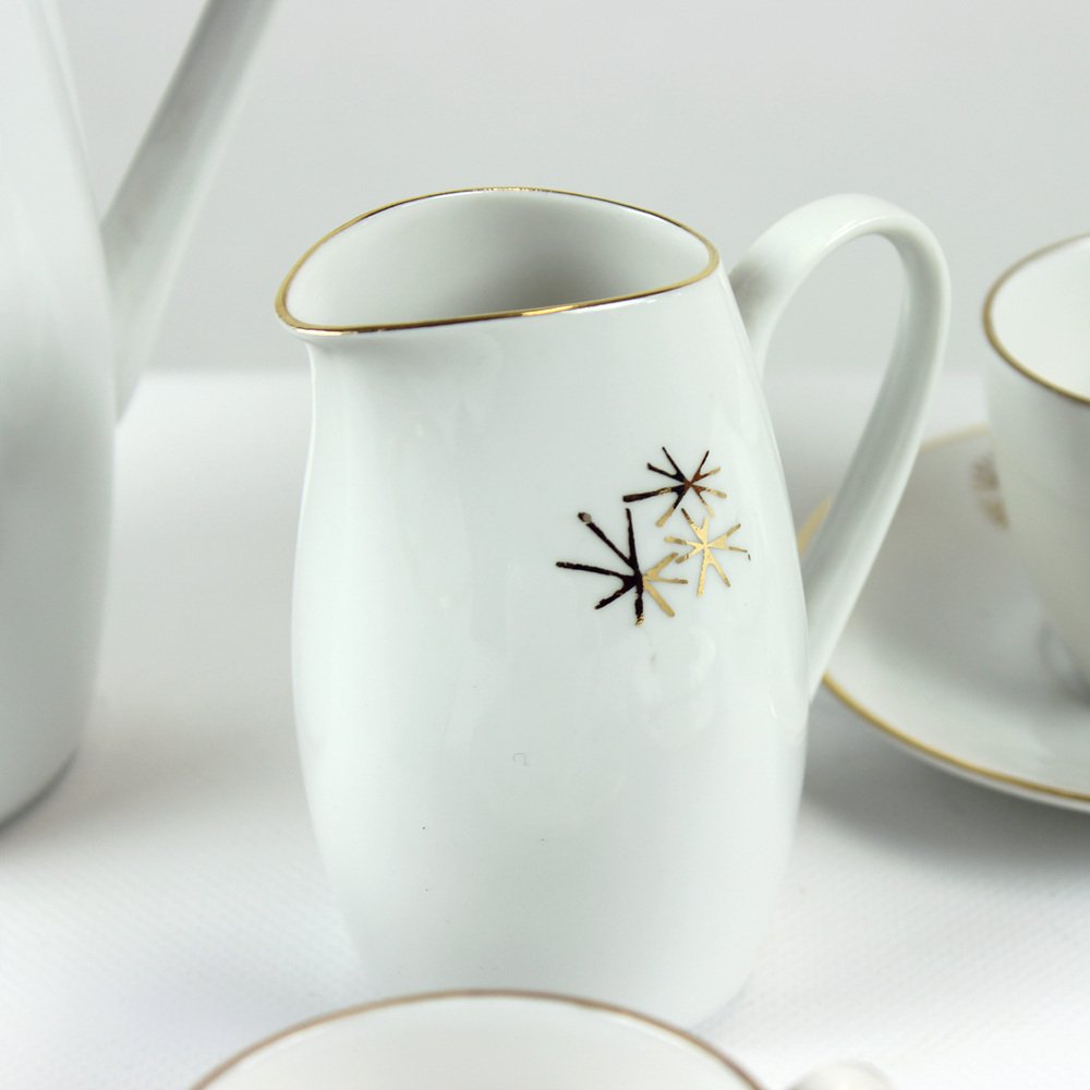 Bohemian Tea Set in Porcelain & Gold, Former Czechoslovakia, 1955, Set