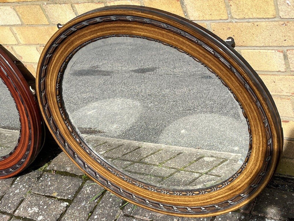 Edwardian Oval Wall Mirrors, Set of 2 for sale at Pamono