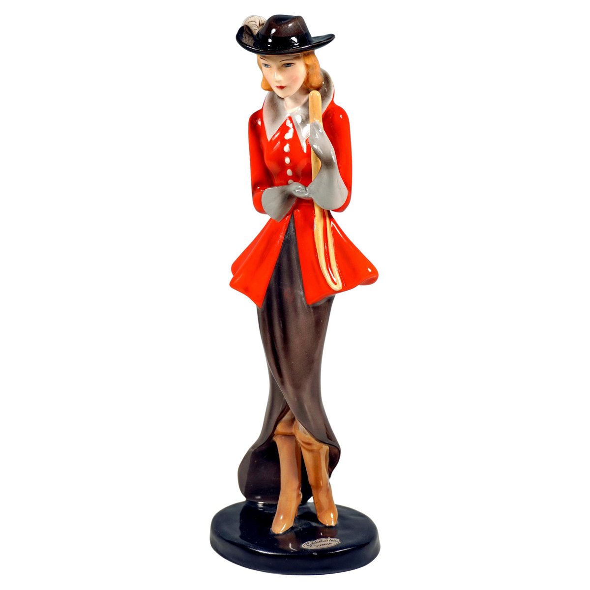 Art Deco Lady in Riding Costume Figurine by Claire Weiss, 1930s for