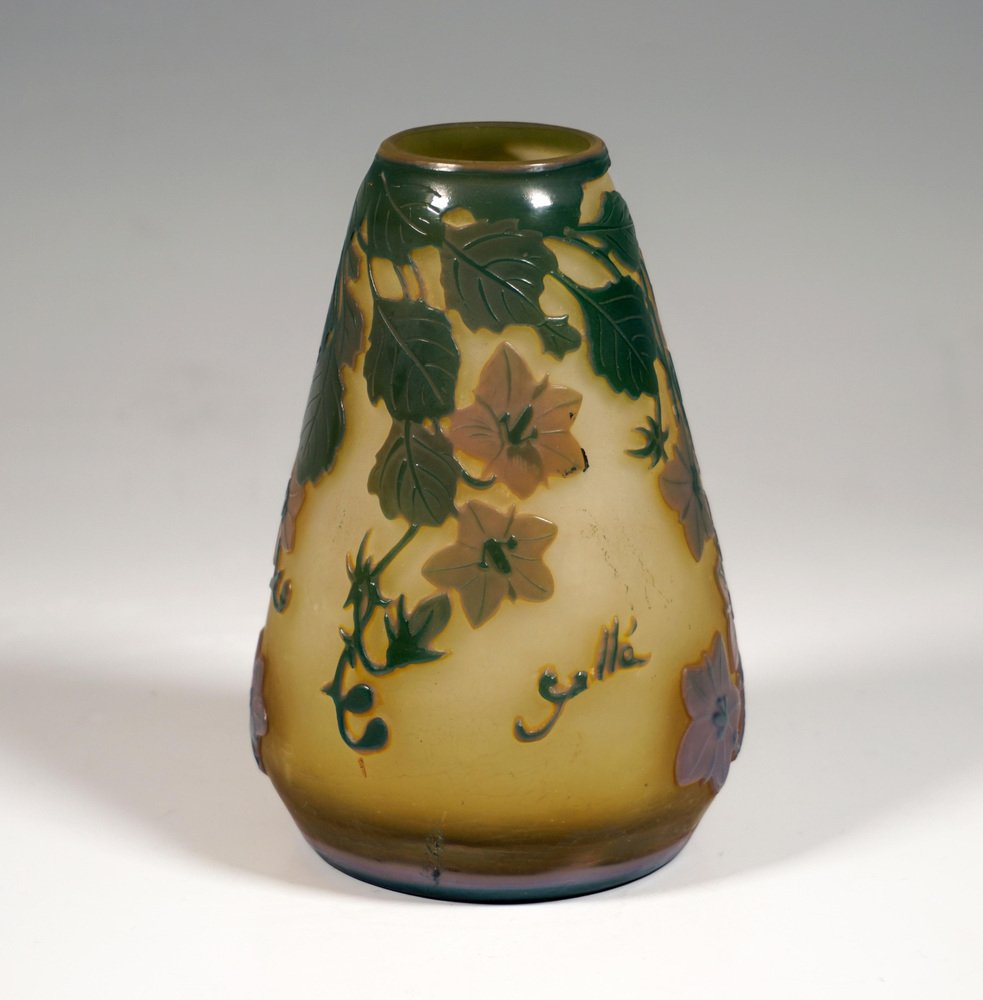 Art Nouveau Style Vase with Clematis Decor from Emile Gallé, France