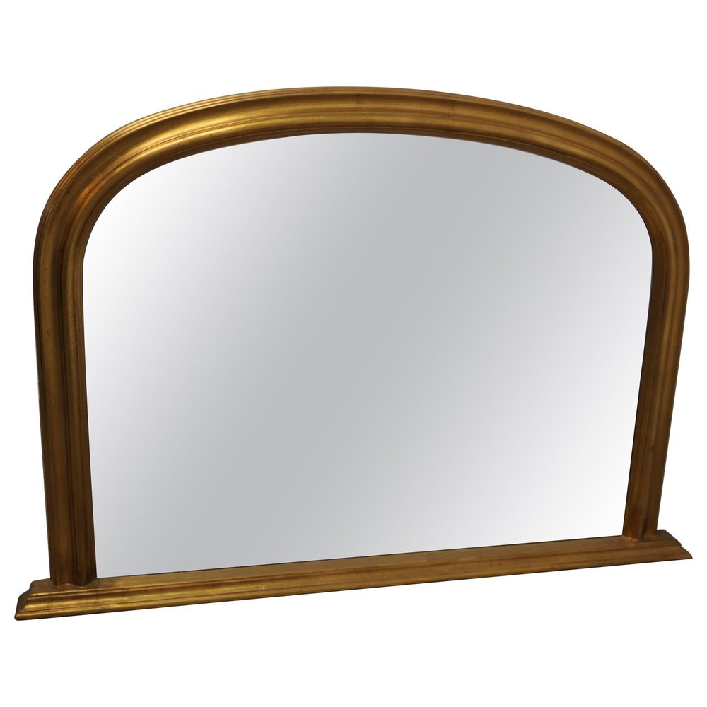 Victorian Arched Dark Gold Over Mantle Mirror, 1960s for sale at Pamono