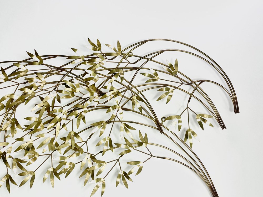 Brass Bamboo Branch Wall Sculpture by Curtis Jere, 1980 for sale at Pamono