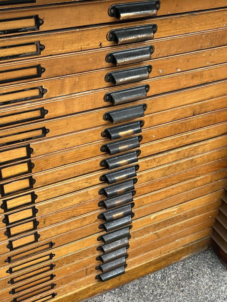 Edwardian Oak Printers Blocks Drawers for sale at Pamono