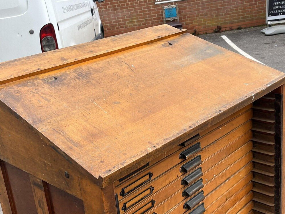 Edwardian Oak Printers Blocks Drawers for sale at Pamono