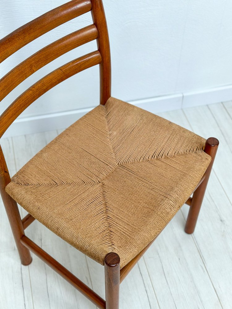Vintage Danish Dining Chairs in Teak with Papercord, 1960s for sale at