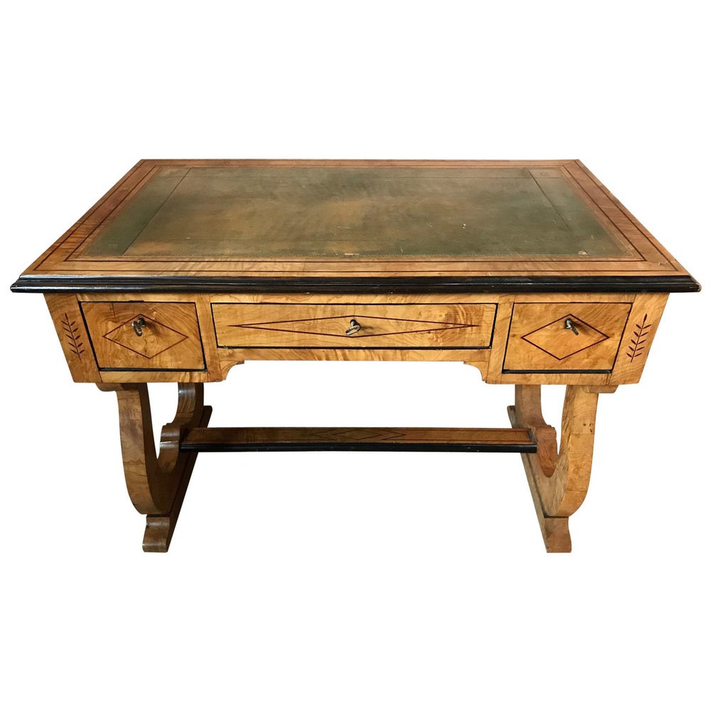 Antique French Desk in and Leather, 1890s for sale at Pamono