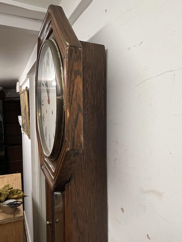 Large Oak Railway Regulator Drop Dial Wall Clock for sale at Pamono