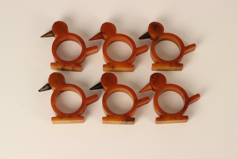 Art Deco Bakelite Napkin Rings, 1920s, Set of 6 for sale at Pamono