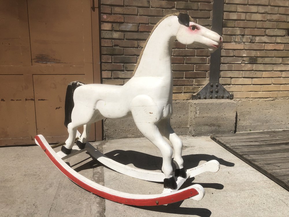 Large Wooden Rocking Horse, 1890s for sale at Pamono