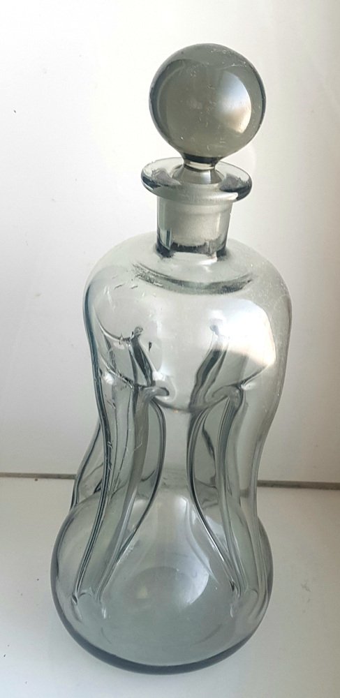 Vintage Large Holmegaard Denmark Jacob Bang Clear Glass Kluk Kluk Decanter (2