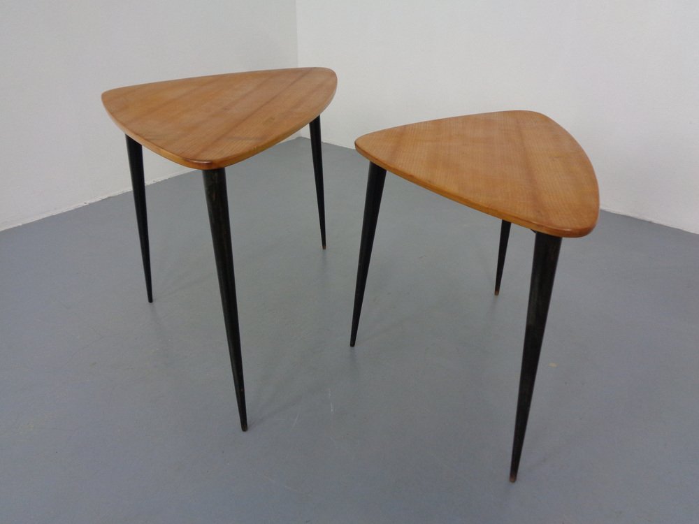 Mid-Century Triangular Birch Side Tables, 1960s, Set of 2 for sale at ...