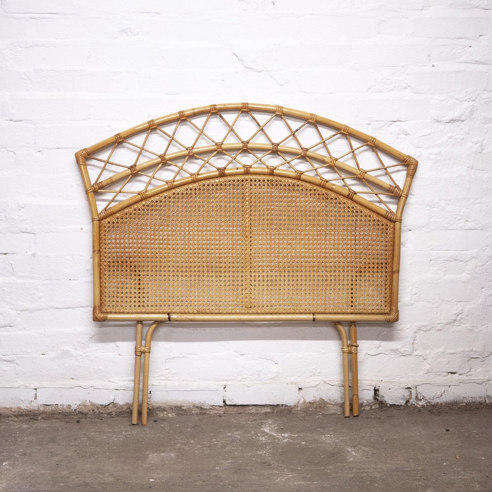 Vintage Single Bamboo and Cane Headboard, 1970s for sale at Pamono