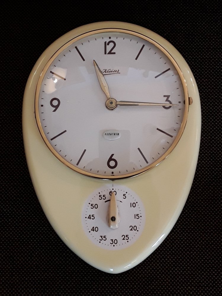 MidCentury German Ceramic Wall Clock from Kaiser, 1960s for sale at Pamono