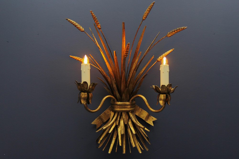 Hollywood Regency Style Sheaf Sconce in Gilt Metal, 1960s for sale at ...