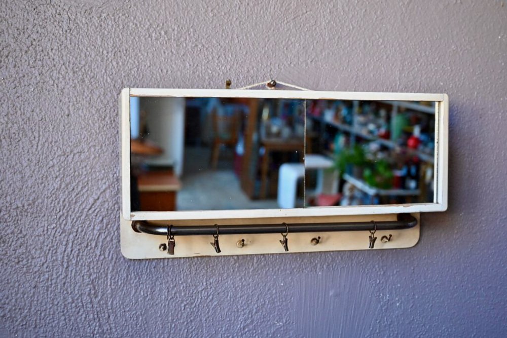 Vintage Bathroom Mirror with Shelf, 1950s for sale at Pamono