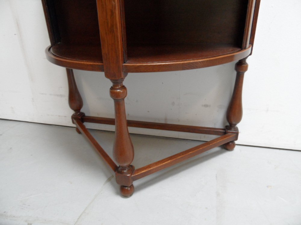 Vintage Dutch Oak Half Moon Table with Roller Shutter, 1930s for sale