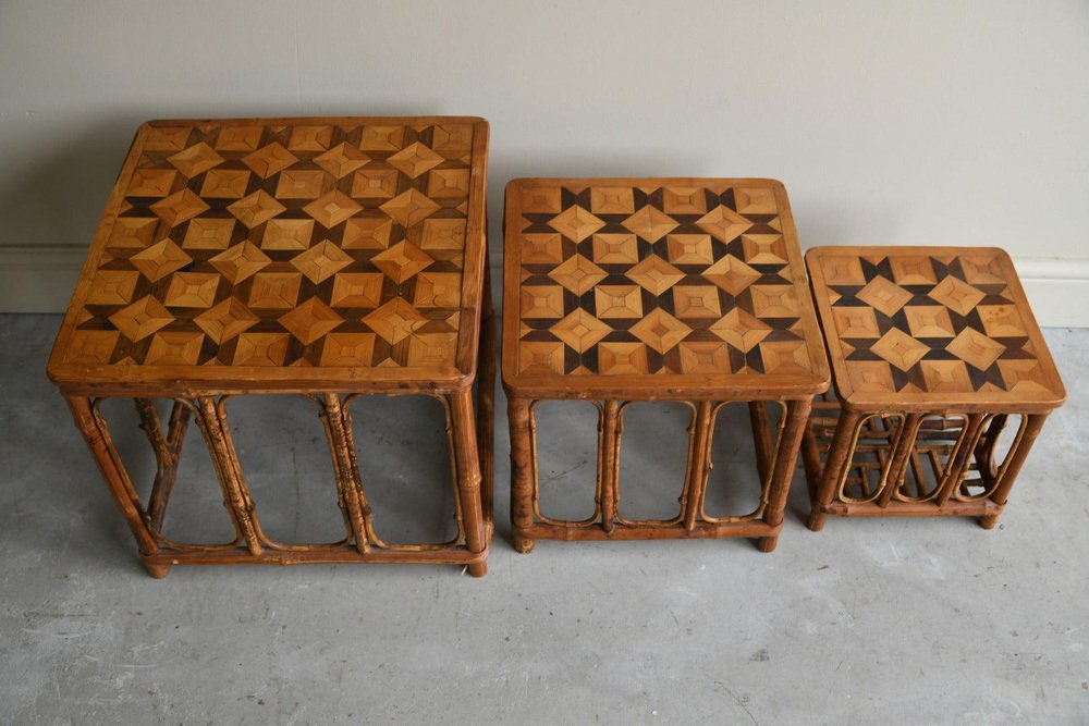 Vintage Bamboo Nest of Tables for sale at Pamono