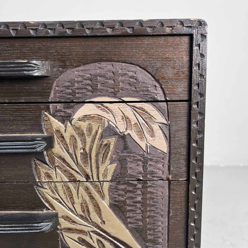 Petite Commode 3 Tiroirs Yosegi-Zaiku Parque Kohikidashi (22x16x8,5 Cm) - Bois Traditionnel Japonais Showa