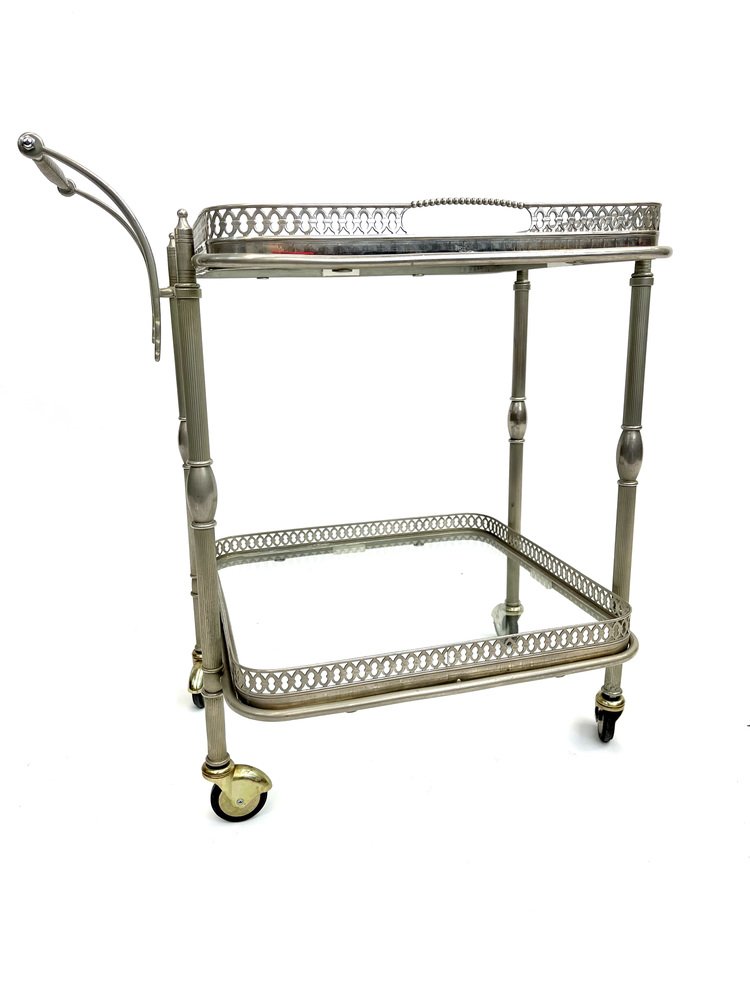 Rolling Table in Brass Cart with Removable Trays from Maison Jansen