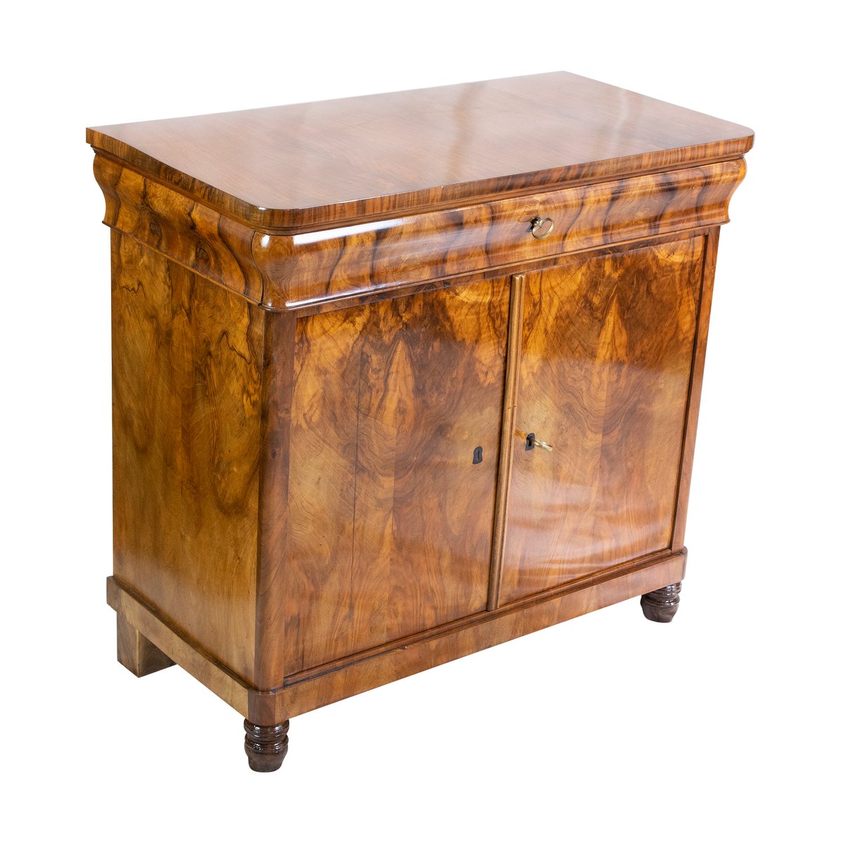 19th Century Biedermeier Walnut Half Cabinet for sale at Pamono