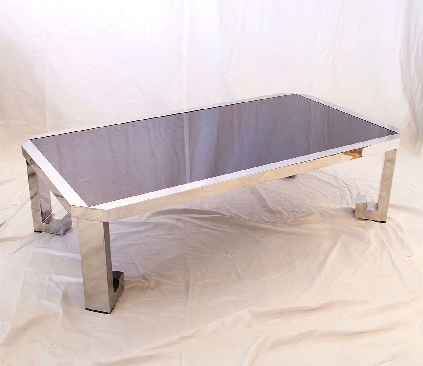 Vintage Greek Chrome Coffee Table With Black Gl For At Pamono Vintage Greek Chrome Coffee Table With Black Gl