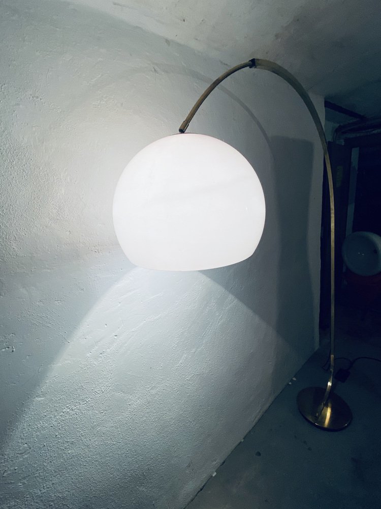 Large Adjustable Brass Arch Lamp, 1970s for sale at Pamono