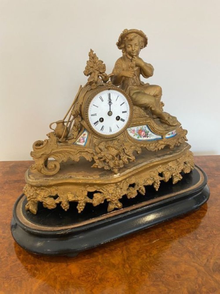 Horloge Cheminée Dragons Maléfiques Jumeaux – DWK Résine Antique Gothique – Décoration Médiévale Avec 2 Dragons Gardien – 29 Cm