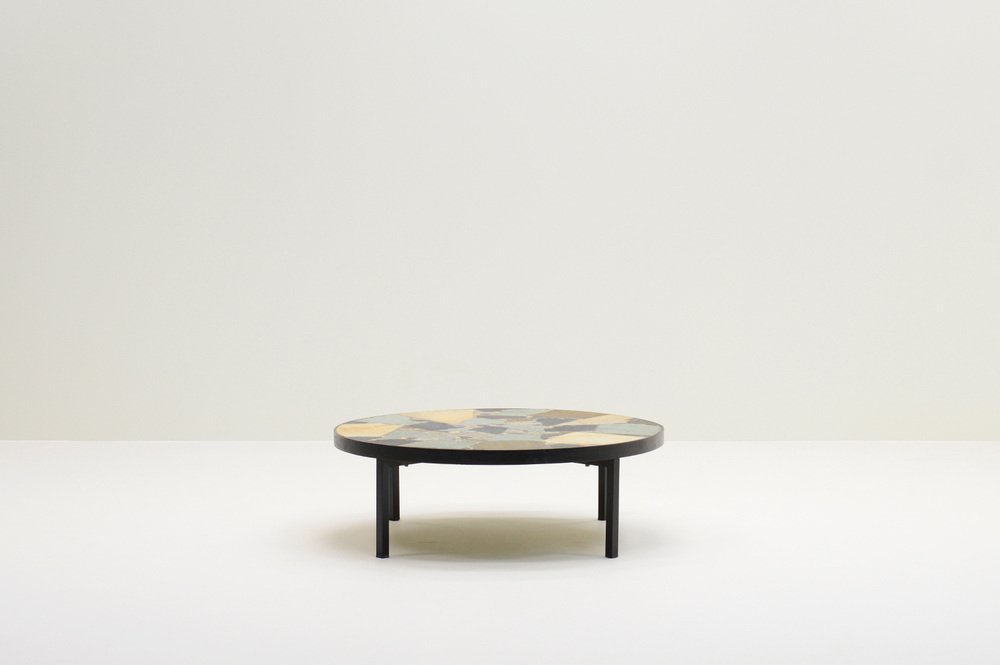 Handmade Round Flagstone Coffee Table, Europe, 1970s for sale at Pamono