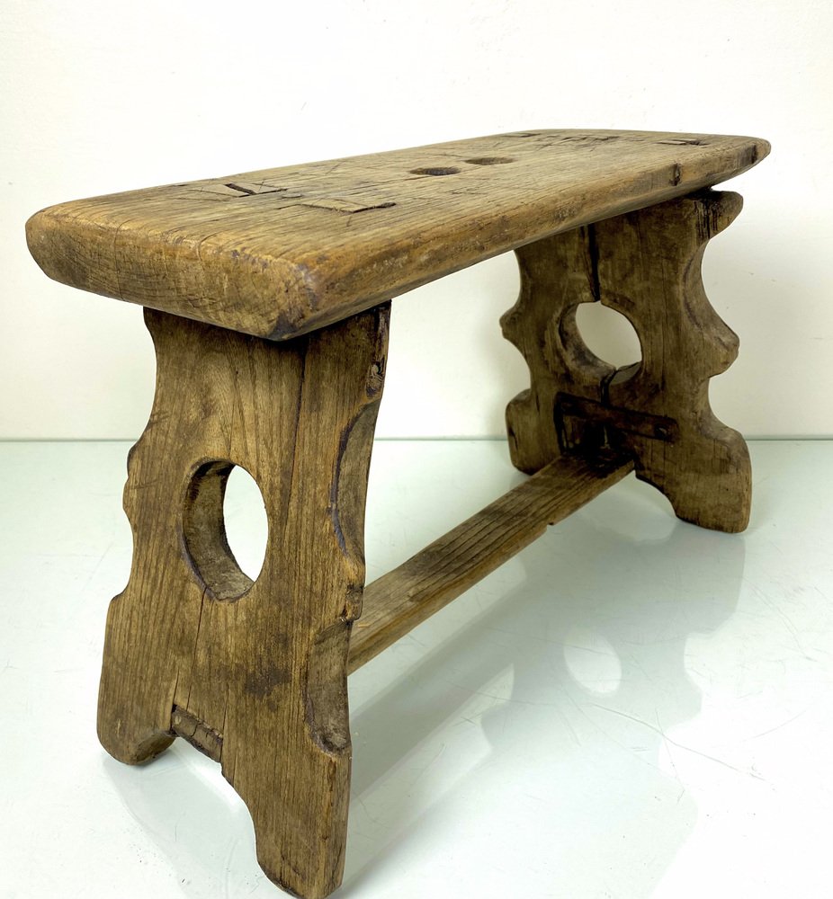 Rustic Handcrafted Farmhouse Stool, 1950s for sale at Pamono