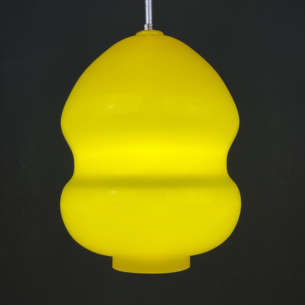 Gelbe Blumen-Glas Pendelleuchte Mit Messing – 250 Mm Durchmesser, E27 Fassung, Dimmbar, 1,5 M Goldgeflechteter Kabel (Blau)