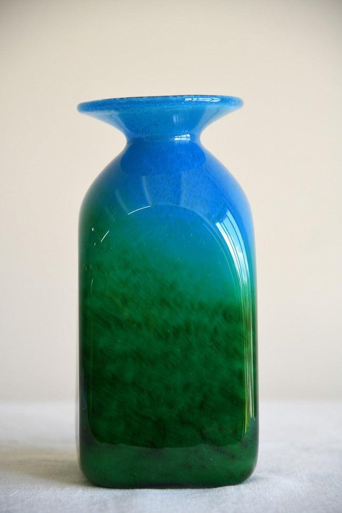 Blue and Green Glass Vase from John Orwar Lake Ekenas Sweden for sale