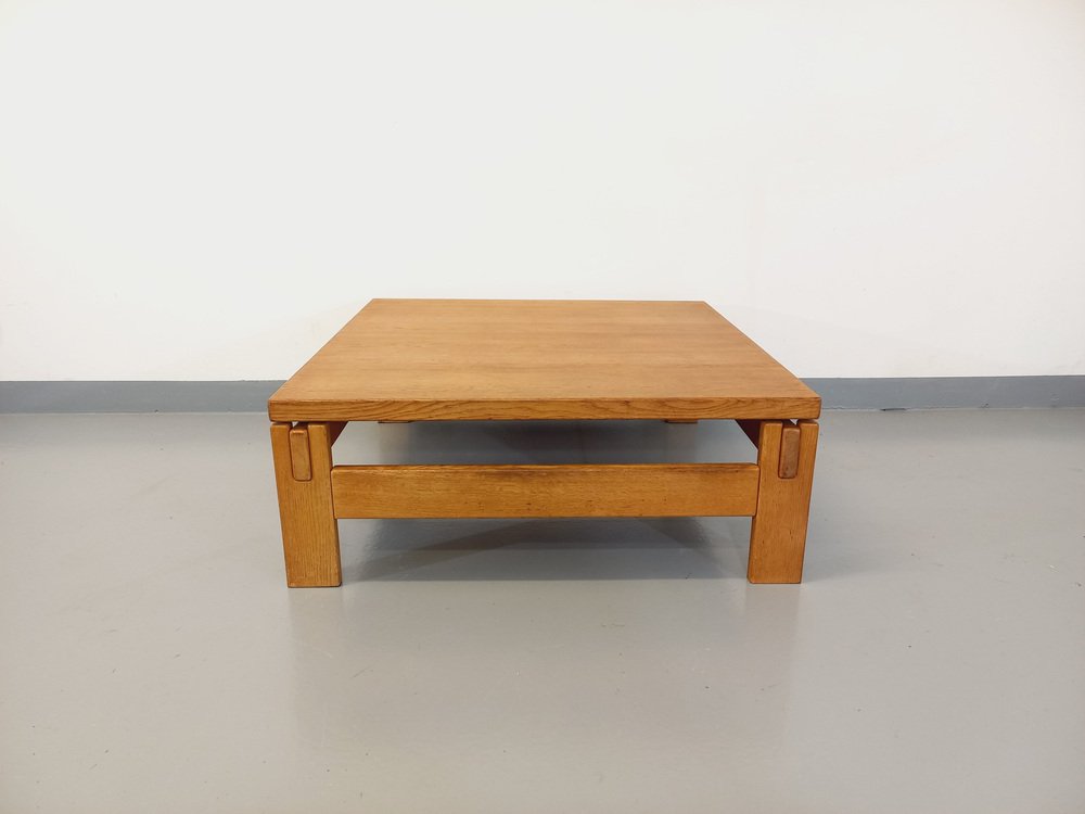 Vintage Square Coffee Table in Solid Oak, 1960s for sale at Pamono