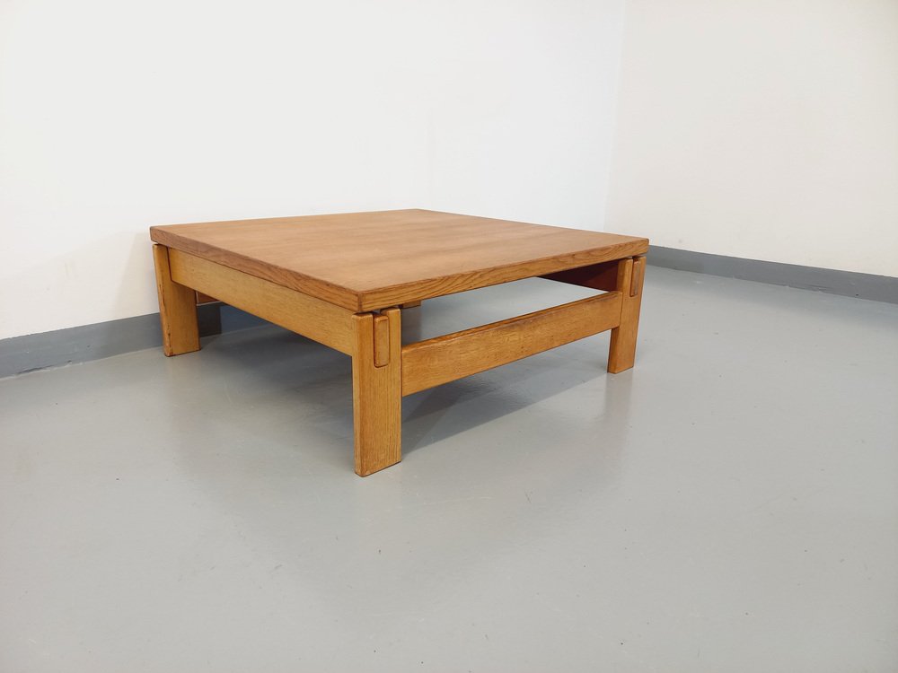 Vintage Square Coffee Table in Solid Oak, 1960s for sale at Pamono