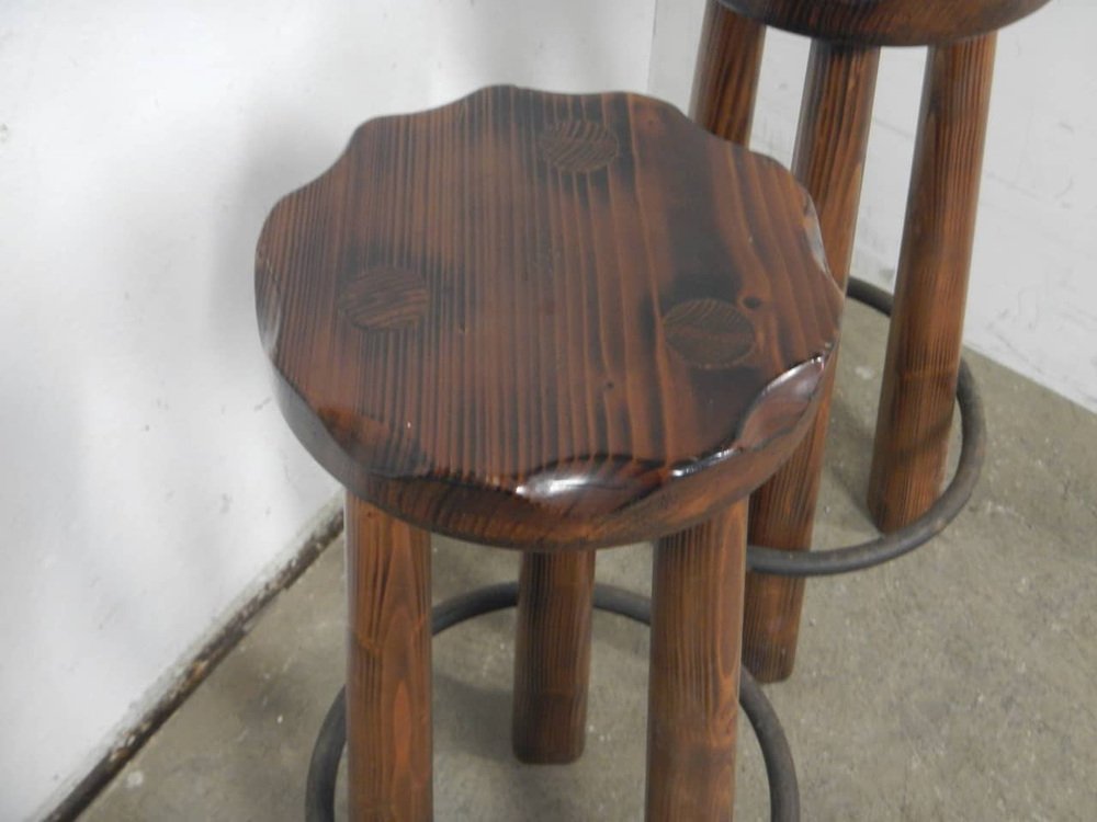 Set of Vintage Rustic Stools, 1980 for sale at Pamono