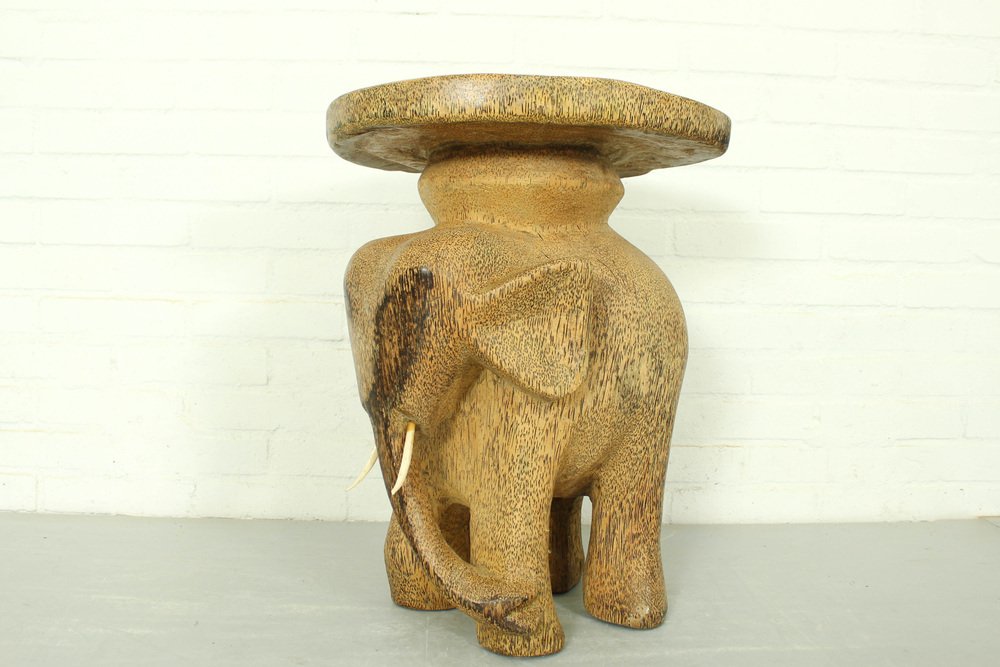 Vintage Elephant Side Table in Palmwood, 1960s for sale at Pamono