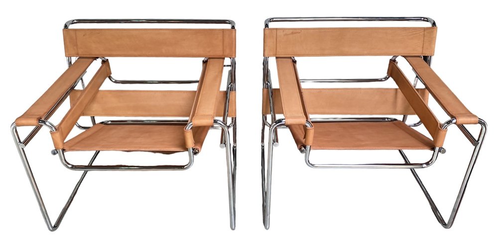 Wassily Chairs by Marcel Breuer for Knoll International, Set of 2 for